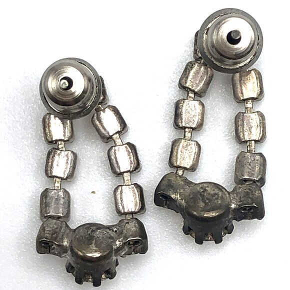 Vintage Rhinestone Art Deco Small Dangle Earrings - Picture 3 of 3